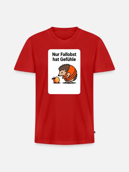Frutarier Fallobst Gefühle Shirt - Männer Premium Bio T-Shirt mit V-Ausschnitt - Rot