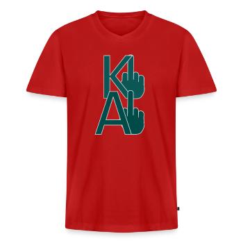 KI AI - Männer Premium Bio T-Shirt mit V-Ausschnitt - Rot - Vorne - Nico (187cm)