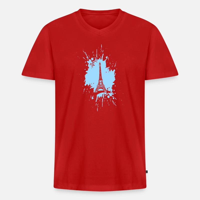 Eiffelturm in a Splash - Männer Premium Bio T-Shirt mit V-Ausschnitt - Rot
