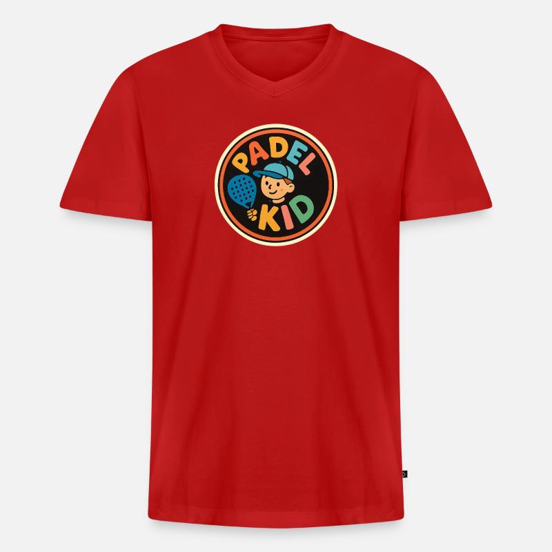 Padel Kind Logo Sticker - Männer Premium Bio T-Shirt mit V-Ausschnitt - Rot
