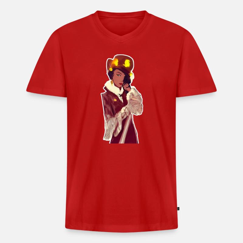 Noir Dame - Männer Premium Bio T-Shirt mit V-Ausschnitt - Rot