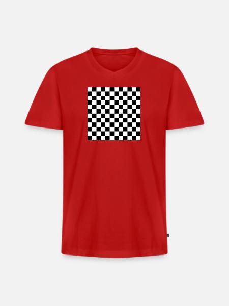 Black and White Chess Square - Men's Premium Organic T-shirt with V-neck - red