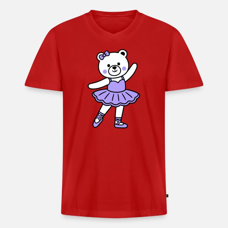 Bärenballett - Männer Premium Bio T-Shirt mit V-Ausschnitt - Rot