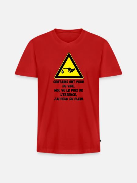Peur du plein d'essence - T-shirt encolure en V Premium bio Homme - rouge