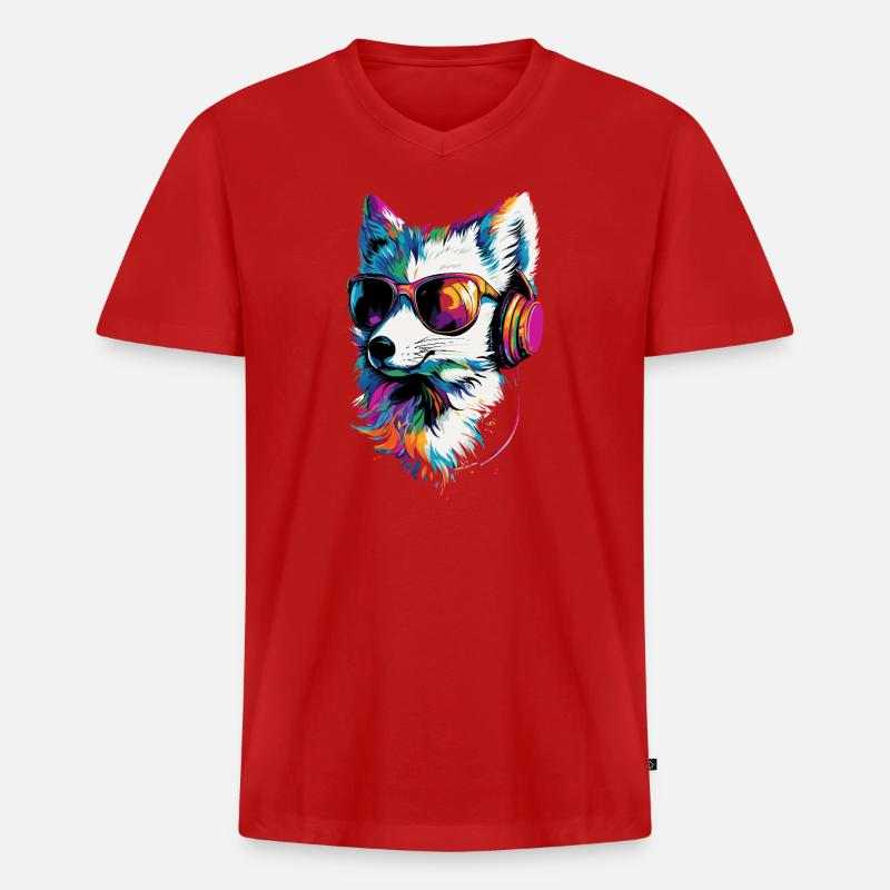 Polarfuchs Schneefuchs Eisfuchs Süßer Weißer Fuchs - Männer Premium Bio T-Shirt mit V-Ausschnitt - Rot