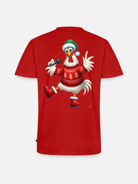 Holiday Singing Hen Sweater - Men's Premium Organic T-shirt with V-neck - red