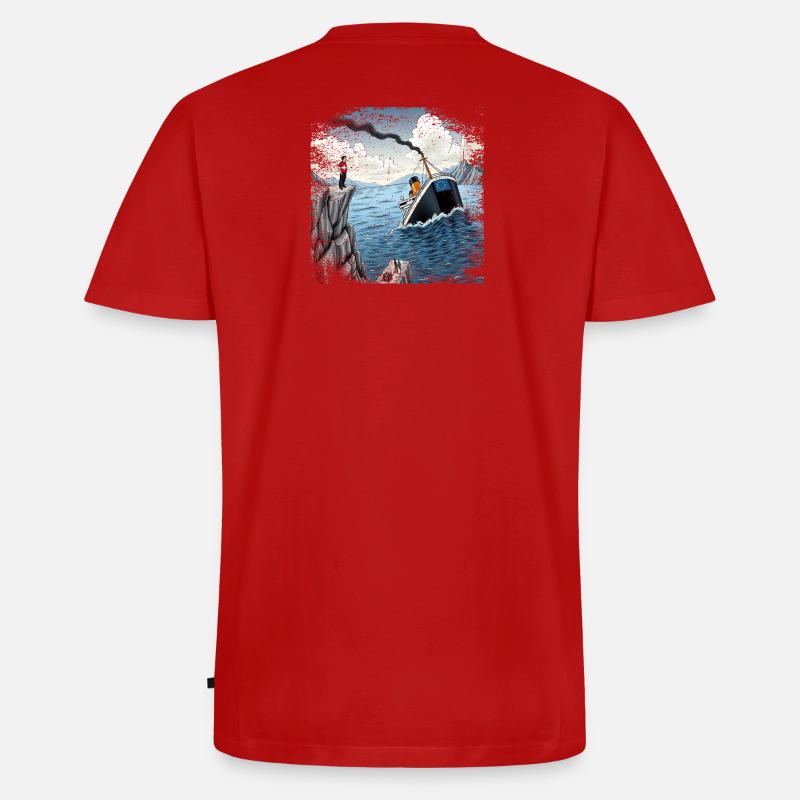 Satire Schweizer Neutralitat - Männer Premium Bio T-Shirt mit V-Ausschnitt - Rot