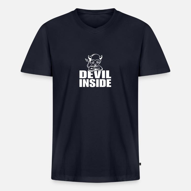 Devil-Inside - Männer Premium Bio T-Shirt mit V-Ausschnitt - Navy