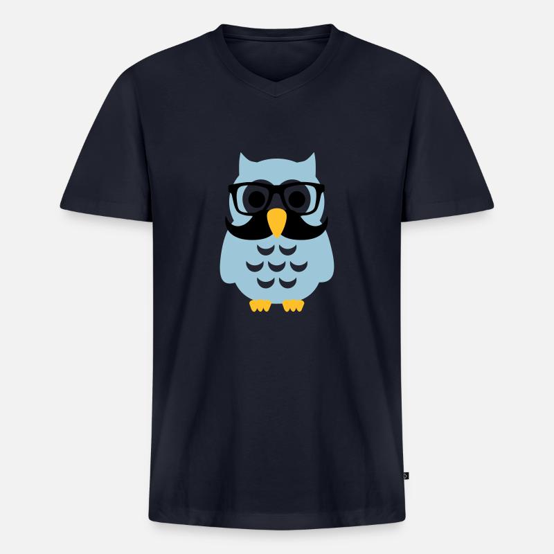 Eule - Männer Premium Bio T-Shirt mit V-Ausschnitt - Navy