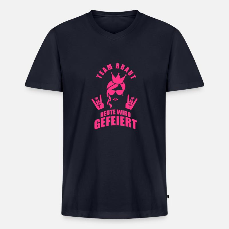 Team Braut - Heute wird gefeiert - Männer Premium Bio T-Shirt mit V-Ausschnitt - Navy