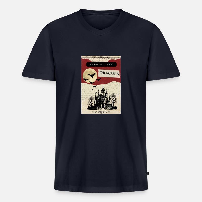 Dracula, von Bram Stoker - Männer Premium Bio T-Shirt mit V-Ausschnitt - Navy