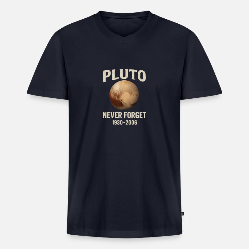 Pluto - Never Forget - Männer Premium Bio T-Shirt mit V-Ausschnitt - Navy