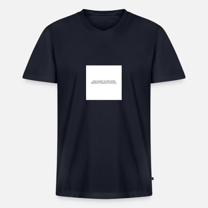 GOD IS ABOUT TO OPEN SOME IMPORTANT DOORS - Männer Premium Bio T-Shirt mit V-Ausschnitt - Navy