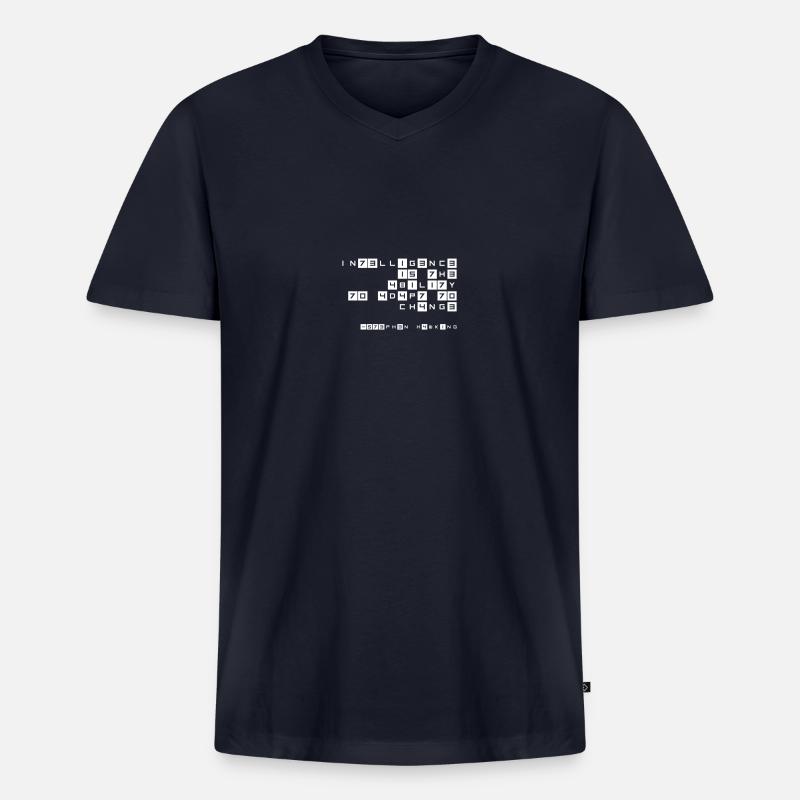 Stephen Hawking Intelligence Leetspeak - Männer Premium Bio T-Shirt mit V-Ausschnitt - Navy