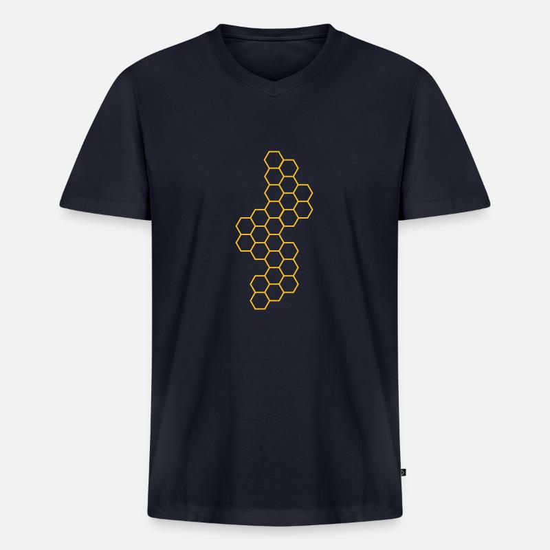 kontur version honig waben muster - Männer Premium Bio T-Shirt mit V-Ausschnitt - Navy
