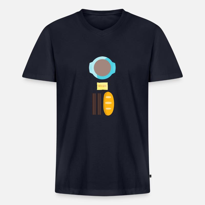Breakfast in Taizé - Männer Premium Bio T-Shirt mit V-Ausschnitt - Navy