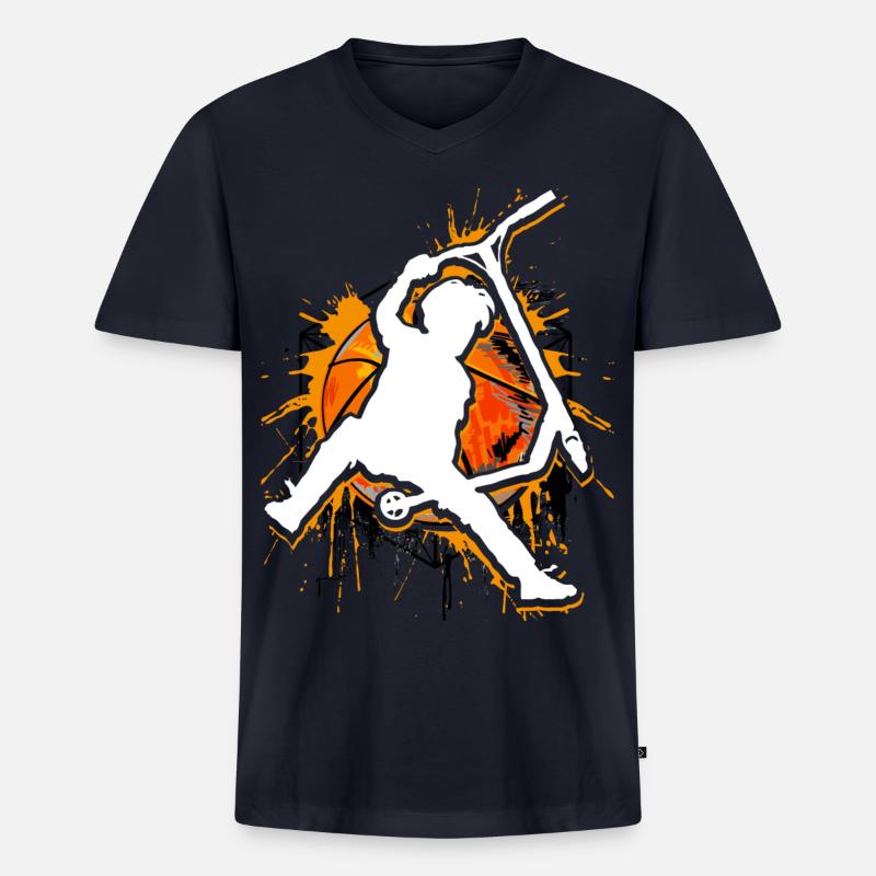 Stunt Scooter - Roller - Stuntscooter - Männer Premium Bio T-Shirt mit V-Ausschnitt - Navy