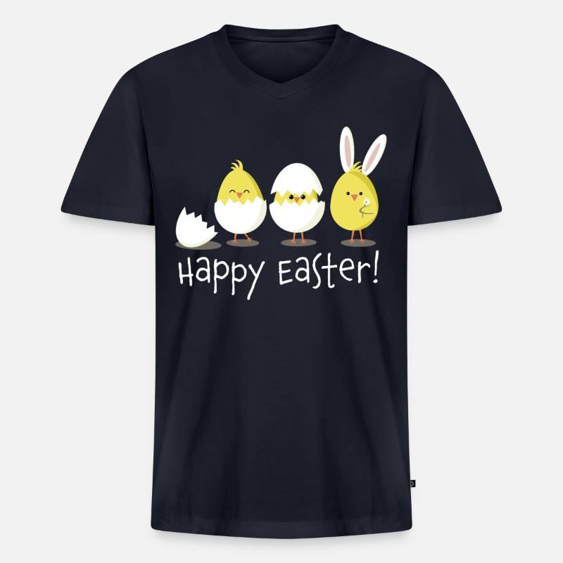 Happy Easter Chick Egg Easter Egg - Men's Premium Organic T-shirt with V-neck - navy