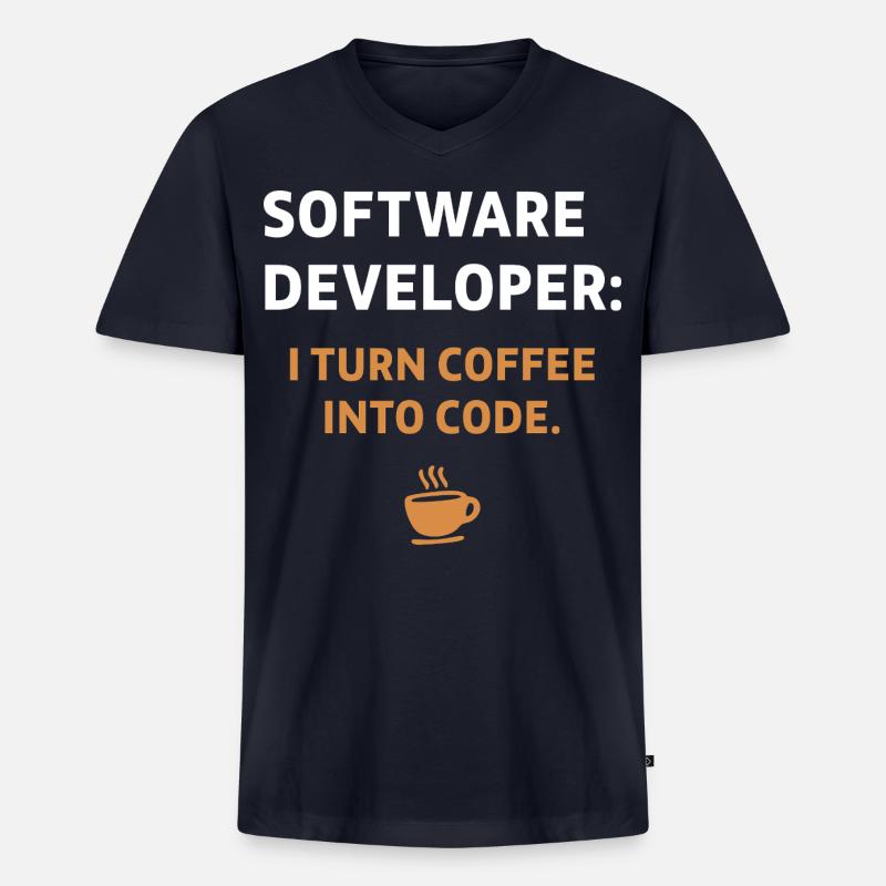 Software Developer - Coffee Edition - Männer Premium Bio T-Shirt mit V-Ausschnitt - Navy