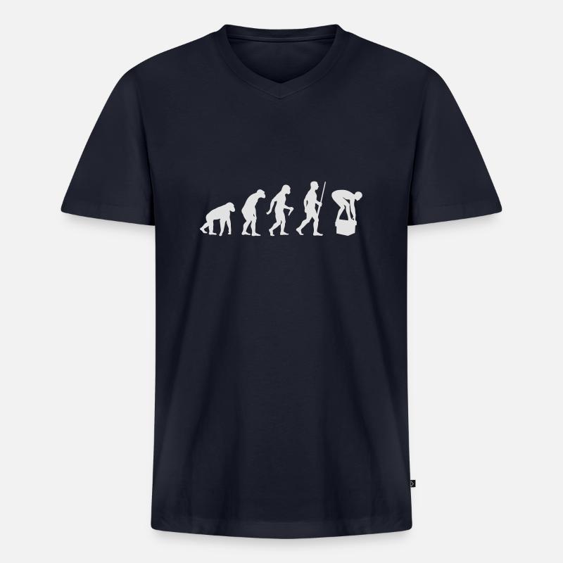 Swimming Evolution - Männer Premium Bio T-Shirt mit V-Ausschnitt - Navy