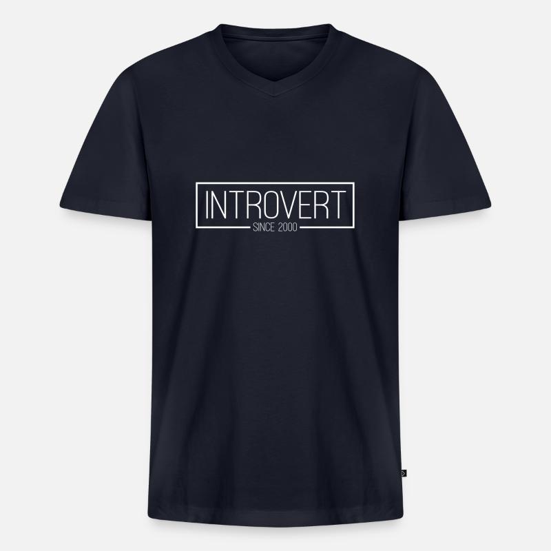 Introvert since 2000 white - Männer Premium Bio T-Shirt mit V-Ausschnitt - Navy