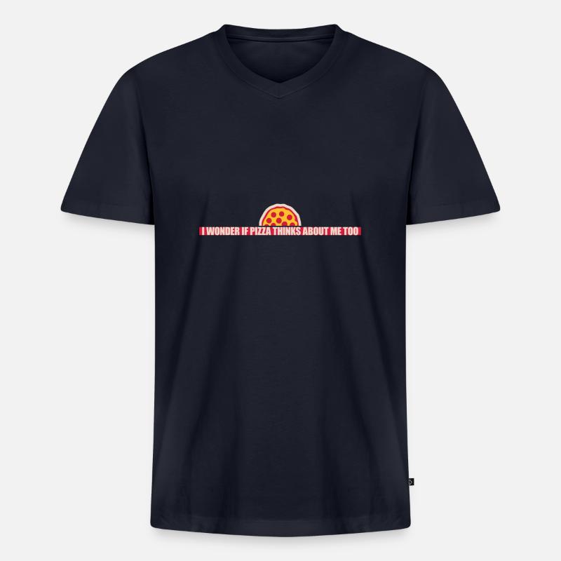 pizza thinks about me - Männer Premium Bio T-Shirt mit V-Ausschnitt - Navy