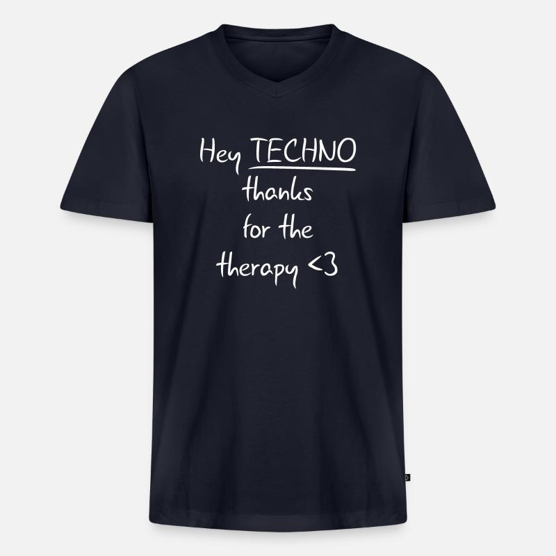 Techno Therapy - Männer Premium Bio T-Shirt mit V-Ausschnitt - Navy