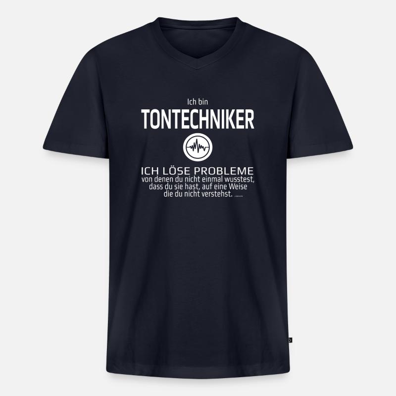 Ich bin Tontechniker - Männer Premium Bio T-Shirt mit V-Ausschnitt - Navy