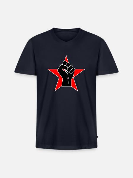 Raised Fist Logo 2 - Men's Premium Organic T-shirt with V-neck - navy