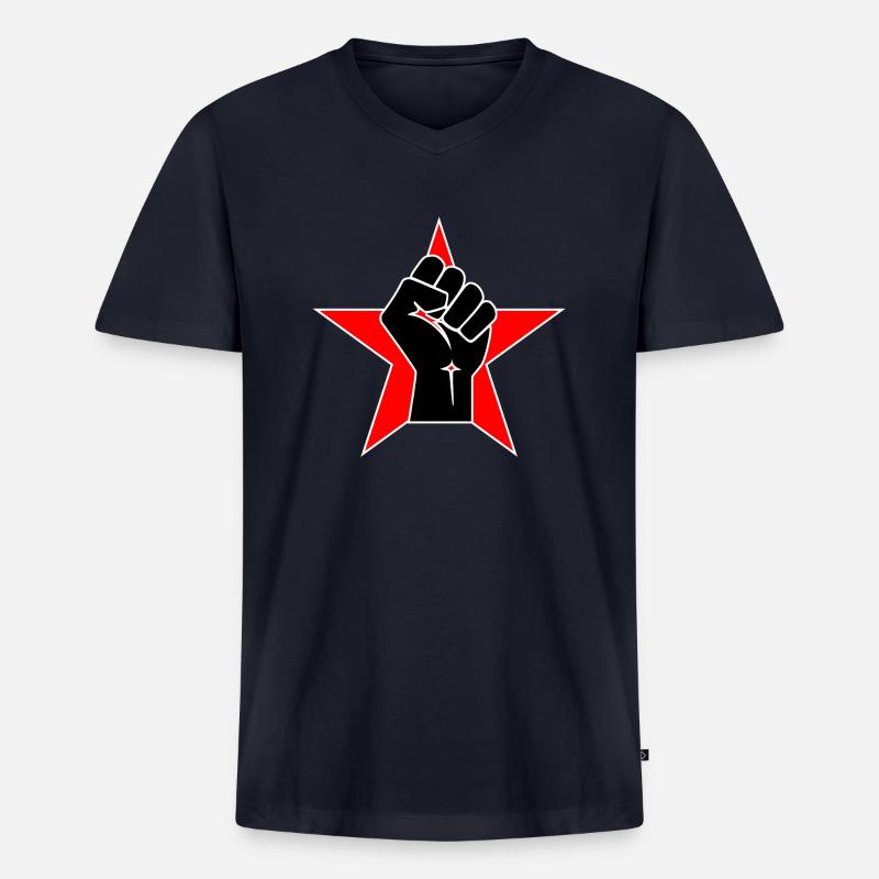 Raised Fist Logo 2 - Männer Premium Bio T-Shirt mit V-Ausschnitt - Navy