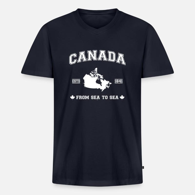 Canada map - Männer Premium Bio T-Shirt mit V-Ausschnitt - Navy