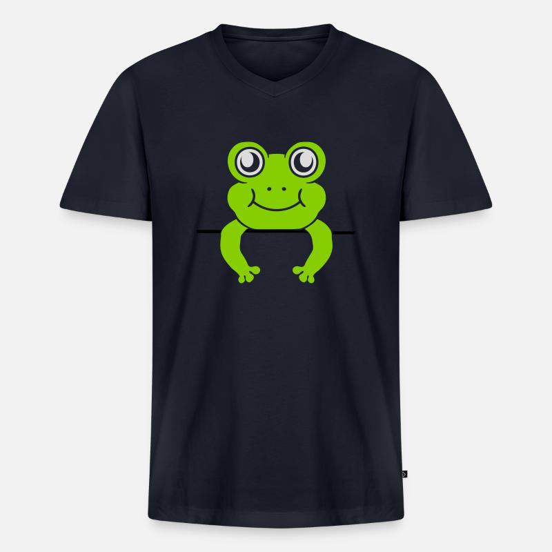 Frosch Mauer Schild Comic - Männer Premium Bio T-Shirt mit V-Ausschnitt - Navy