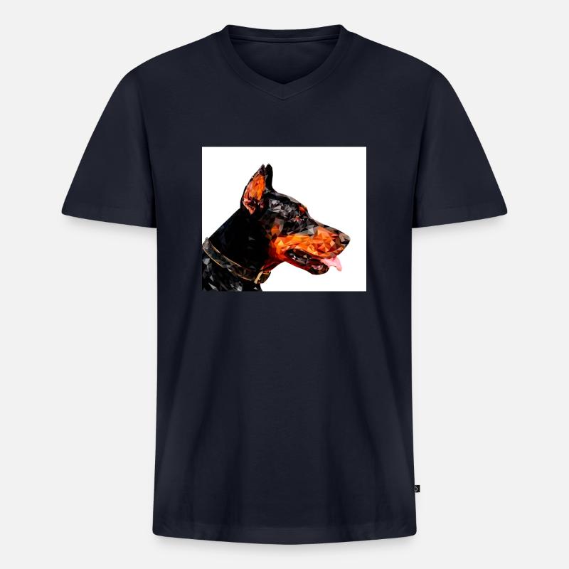 Dobermann - Männer Premium Bio T-Shirt mit V-Ausschnitt - Navy