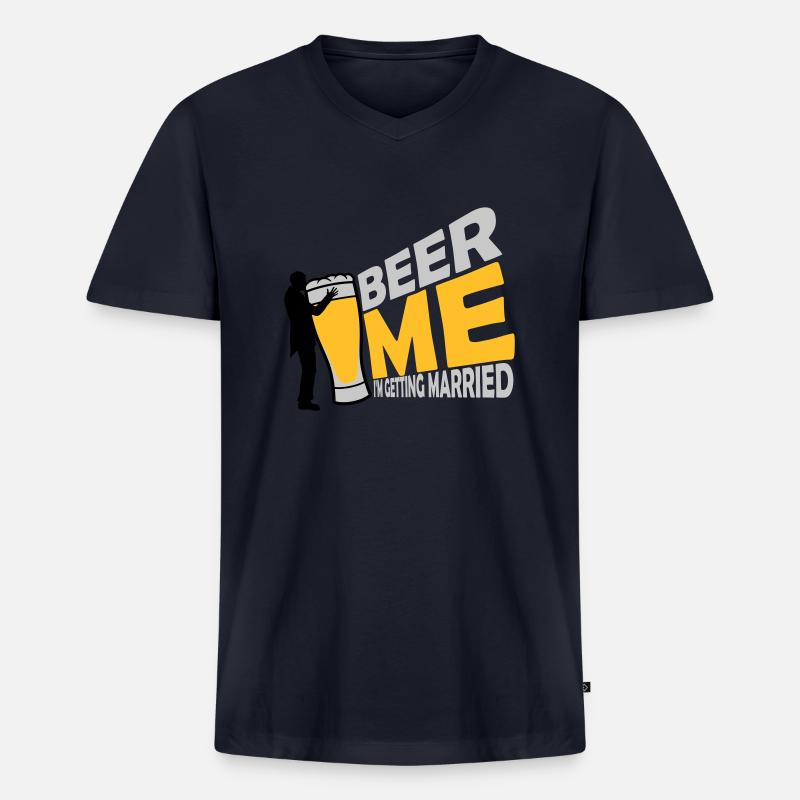 Beer Me Getting Married - Männer Premium Bio T-Shirt mit V-Ausschnitt - Navy