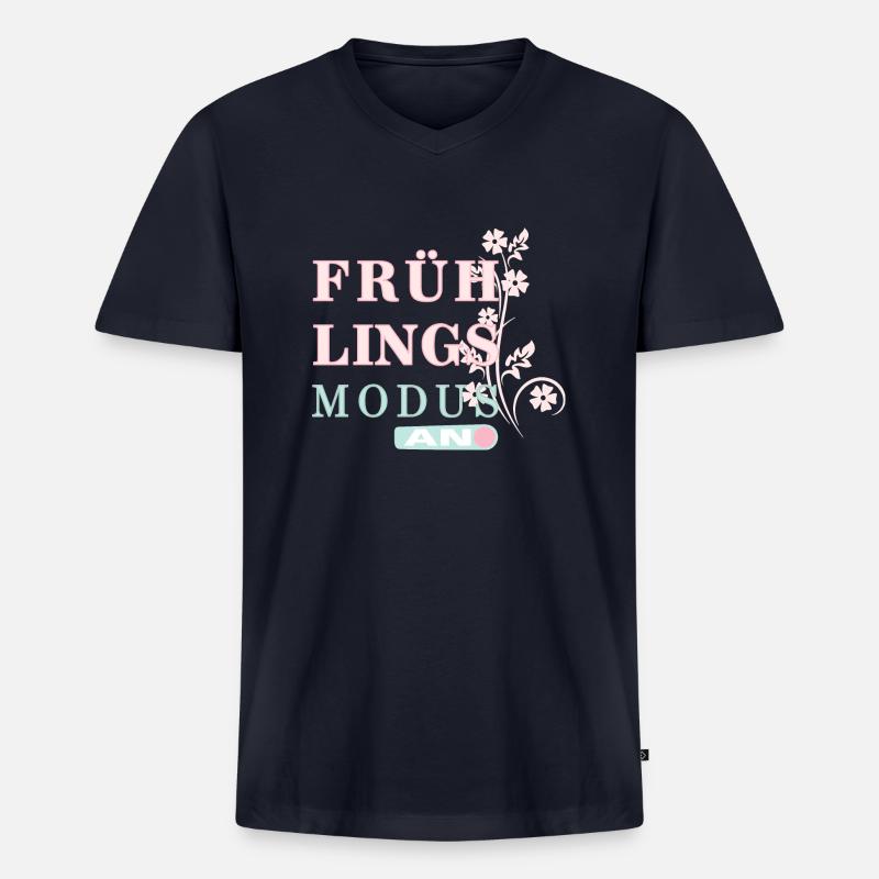 Frühlingszeit - Der Frühling ist da! - Männer Premium Bio T-Shirt mit V-Ausschnitt - Navy