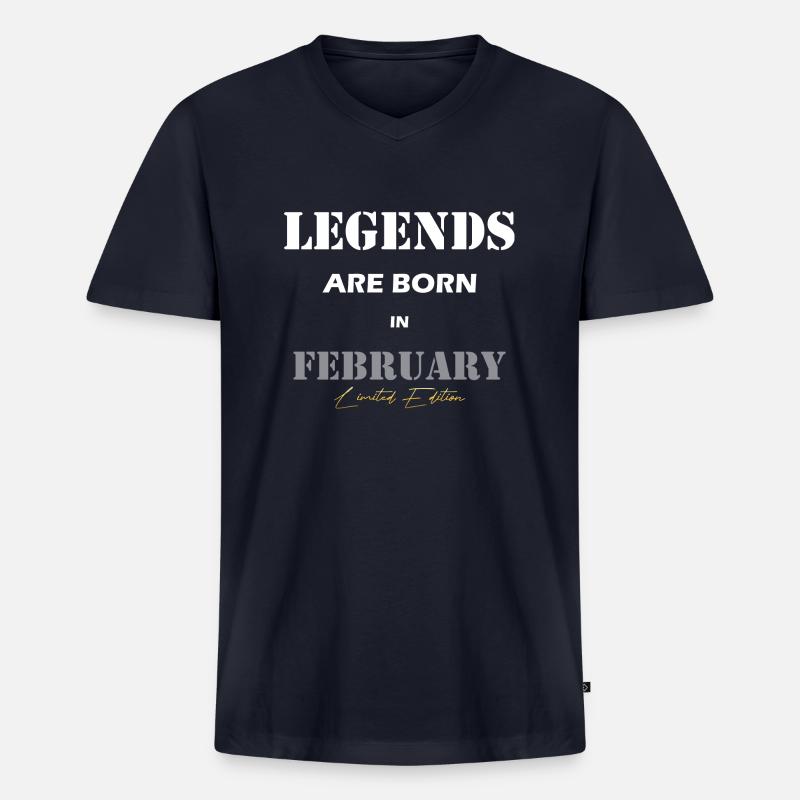 Februar Legends Geschenk white - Männer Premium Bio T-Shirt mit V-Ausschnitt - Navy