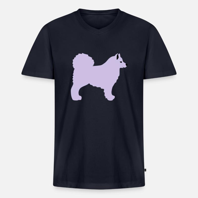 Samojede Vektor - Männer Premium Bio T-Shirt mit V-Ausschnitt - Navy