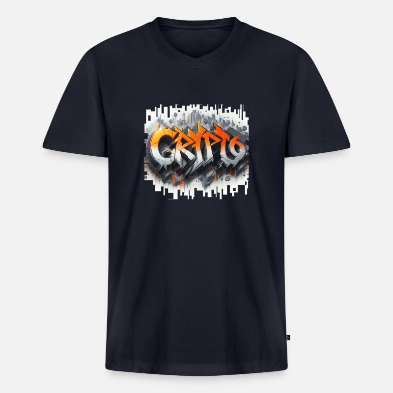 crypto, grafitti text 3D - Männer Premium Bio T-Shirt mit V-Ausschnitt - Navy