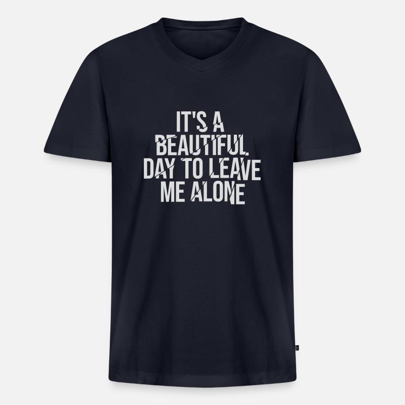 leave me alone day - Männer Premium Bio T-Shirt mit V-Ausschnitt - Navy