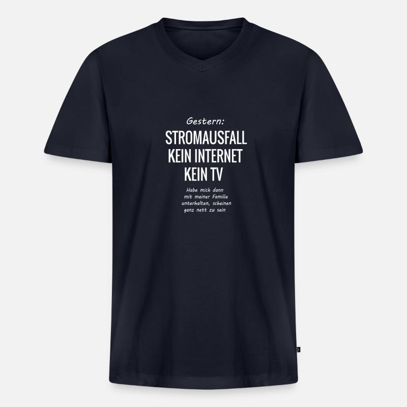 NERD - Stromausfall - Männer Premium Bio T-Shirt mit V-Ausschnitt - Navy