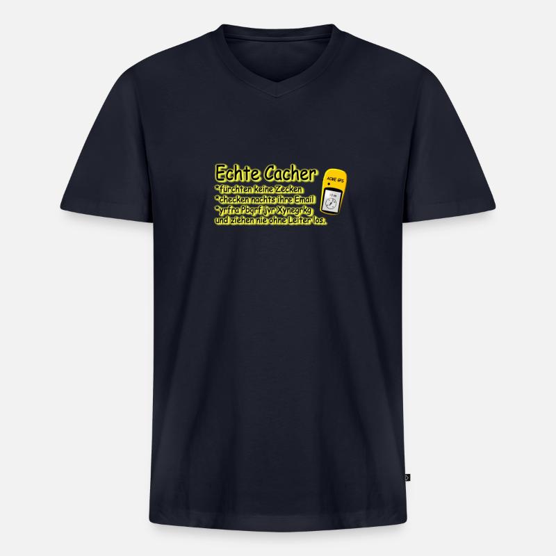 echte cacher - Männer Premium Bio T-Shirt mit V-Ausschnitt - Navy