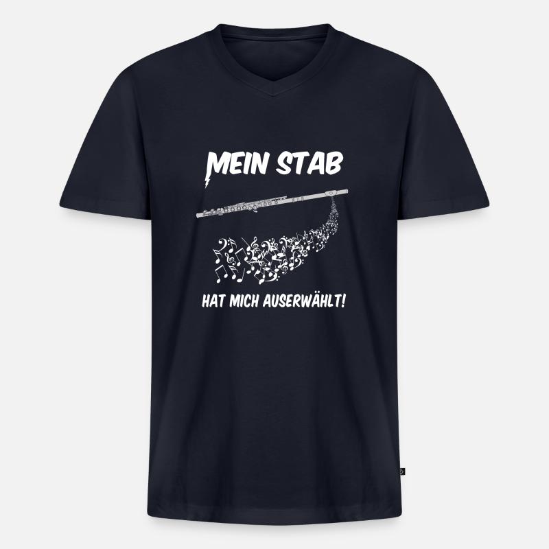 Querflöte - auserwählt - Männer Premium Bio T-Shirt mit V-Ausschnitt - Navy