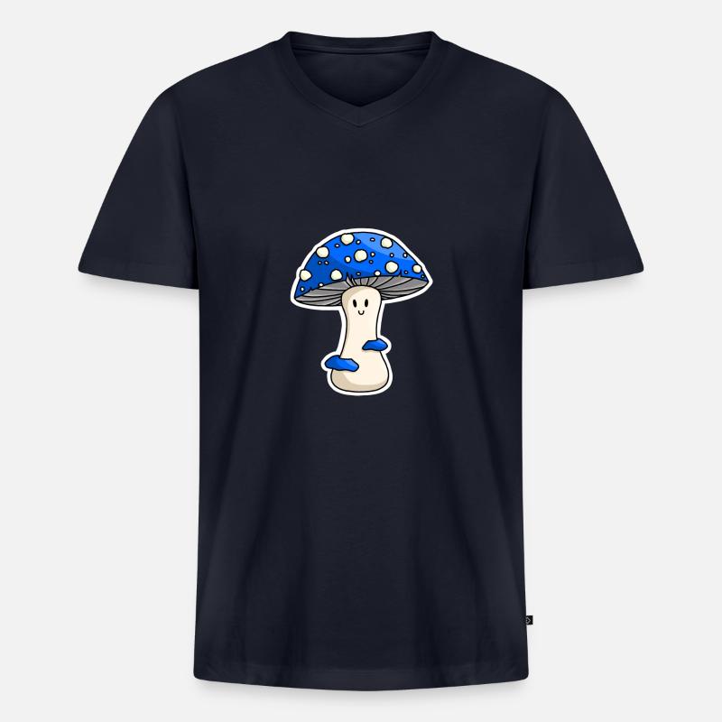 Happy Blue Toadstool - Männer Premium Bio T-Shirt mit V-Ausschnitt - Navy