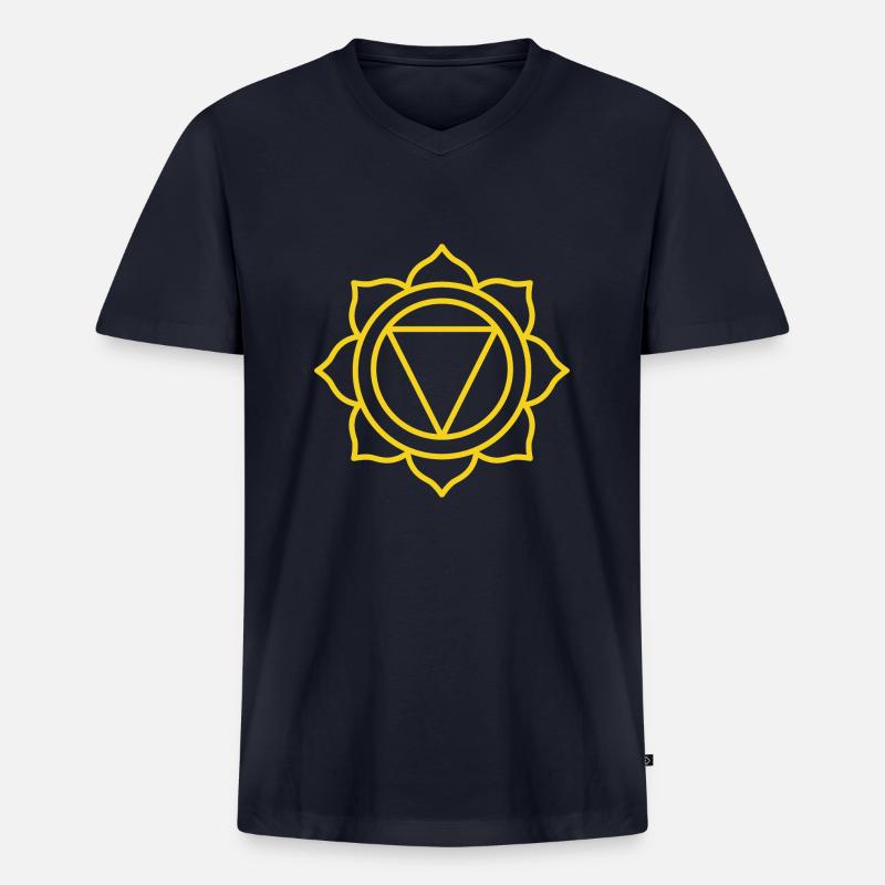 ERFOLG- | 3. Manipura oder Sonnenchakra - Männer Premium Bio T-Shirt mit V-Ausschnitt - Navy