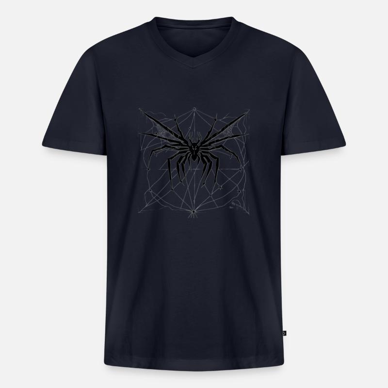 Riesen Spinne - Männer Premium Bio T-Shirt mit V-Ausschnitt - Navy
