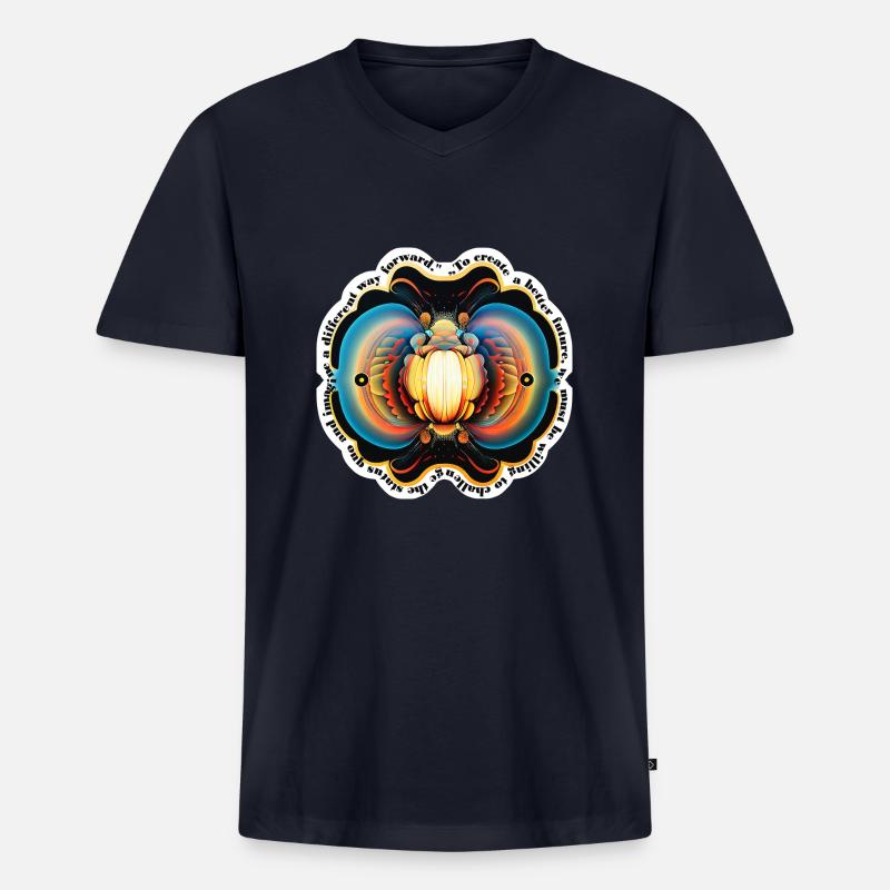 Mandala Sticker - "Better Future" - Männer Premium Bio T-Shirt mit V-Ausschnitt - Navy