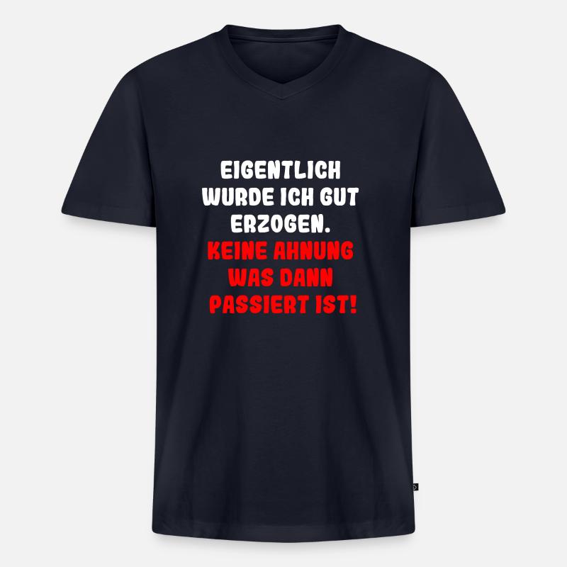 Eigentlich wurde ich gut erzogen - Männer Premium Bio T-Shirt mit V-Ausschnitt - Navy