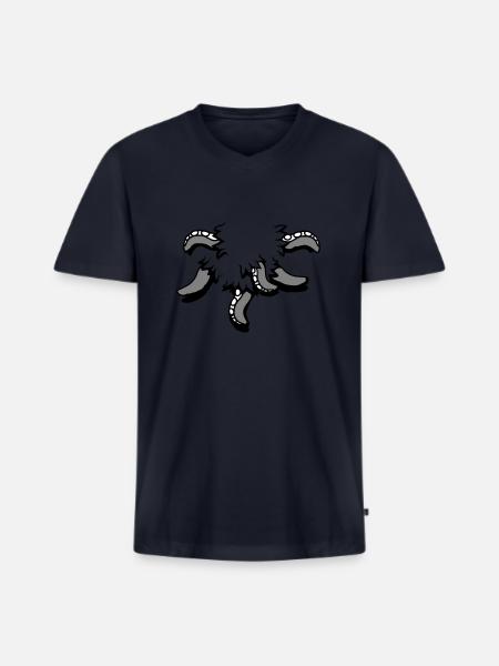 Tentakel, Octopus, Monster, Verscheurd Shirt, Alien - Mannen Premium Bio T-shirt met V-hals - navy