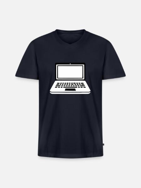 laptop - Männer Premium Bio T-Shirt mit V-Ausschnitt - Navy