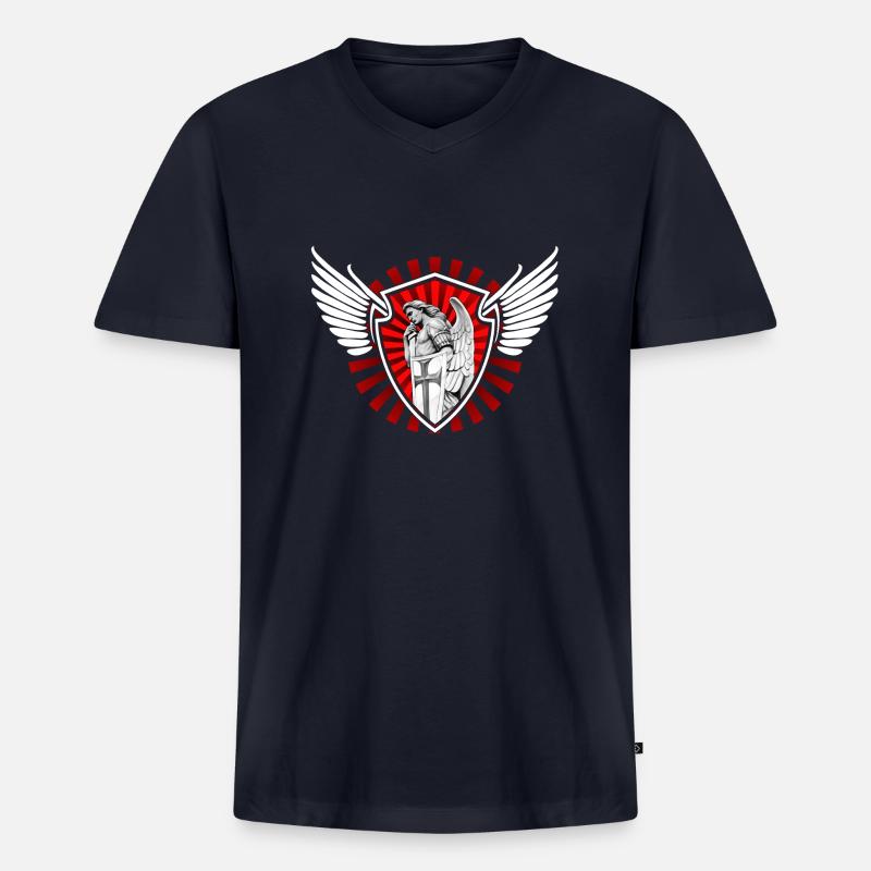 Schutzengel - Männer Premium Bio T-Shirt mit V-Ausschnitt - Navy